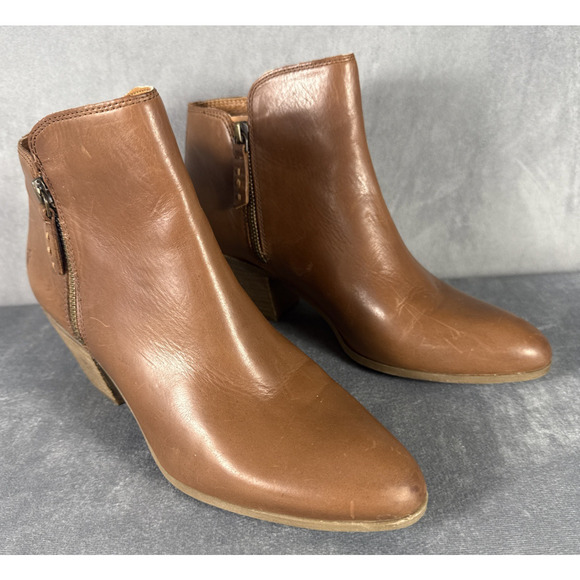 Frye‎ Judith Double Zip Women's Wheat Brown Leather Ankle Bootie 2.5 Heel 10M - Picture 1 of 16